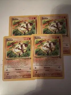 Pokemon Jungle Mankey 55/64 Non-Holo Rare Vintage Card Lot of 4 NM!! - Image 1