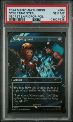 2024 MTG Secret Lair Marvel Groot Sculpting Steel Foil PSA 10 - Image 1