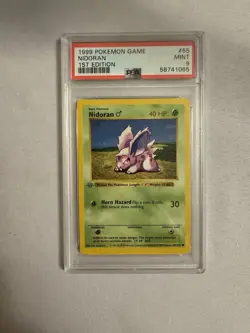 1999 Pokemon - 1st Edition Shadowless Nidoran Base Set 55/102 - PSA 9 Mint! WOTC - Image 1