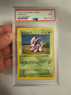 1999 Pokemon - 1st Edition Shadowless Nidoran Base Set 55/102 - PSA 9 Mint! WOTC - Image 2