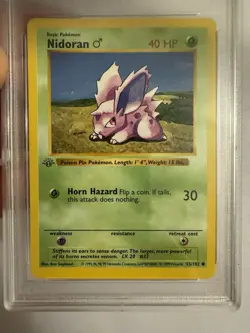 1999 Pokemon - 1st Edition Shadowless Nidoran Base Set 55/102 - PSA 9 Mint! WOTC - Image 3