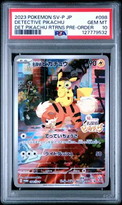 9532 Detective Pikachu 2023 Japanese Pokemon SV Pre-Order Promo #98 PSA 10 - Image 1