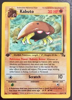 Kabuto 50/62 Common 1st First Edition Fossil Pokemon Moderately Played MP - Image 1
