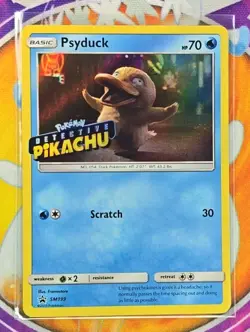 🔥2019 Pokemon RARE Promo Psyduck Holo Detective Pikachu Stamp #SM199 Fresh👍📈 - Image 3