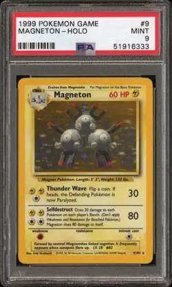 Magneton Holo Unlimited Holo Rare Pokemon TCG Base Set 9/102 PSA 9 MINT ⚡ - Image 1
