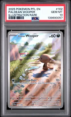0057 Paldean Wooper 2025 Pokemon Phantasmal Flames #102 Illustration Rare PSA 10 - Image 1