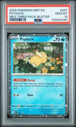 139629280 Psyduck 2025 Pokemon MEP Black Star Promo #007 PSA 10 - Image 1