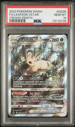 2023 Pokemon Crown Zenith Leafeon Vstar Full Art #GG35 PSA 10 Galarian Gallery - Image 1