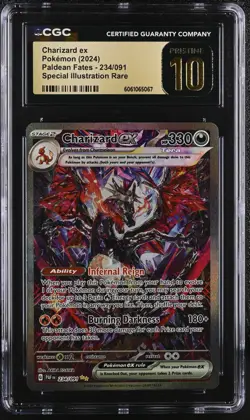 POKEMON CGC 10 PRISTINE 2024 SV Paldean Fates Charizard ex 234/091 SIR *5067 - Image 1