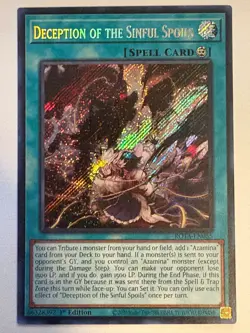 YUGIOH-1x- Deception of the Sinful Spoils - ROTA-EN055 - Secret Rare - 1st Ed - Image 1