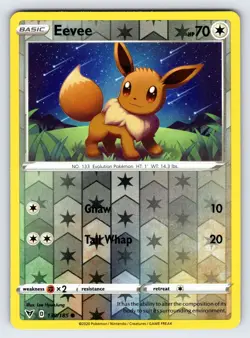 Eevee 130/185 2020 Vivid Voltage Pokemon Card TCG Nintendo Reverse Holo - Nm - Image 1