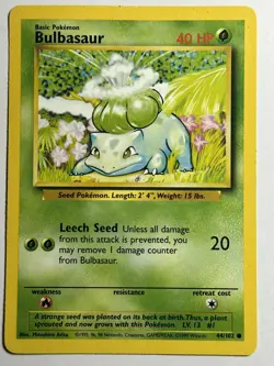 Bulbasaur Base Set 044/102 MP-HP Pokemon Card - Image 1
