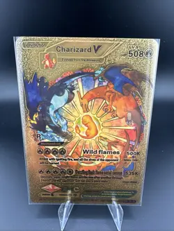 Pokemon Charizard V Evolution 508HP Gold Foil Fan Art Card SMP 26-43 V2 - Image 1
