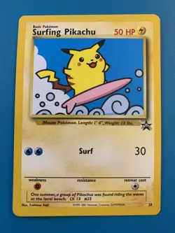 Surfing Pikachu #28 Black Star Promo Rare Vintage Pokemon Card - NM - Image 1