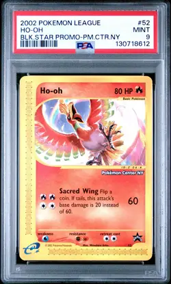 PSA 9 MINT Ho-oh 52 POKEMON CENTER NY League PROMO Black Star Pokemon Card 612 - Image 1