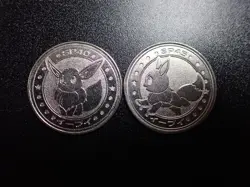 Pokemon Card Meiji Promo Battle Coin Silver Eevee x2 #6301 PLAY - Image 1