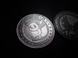 Pokemon Card Meiji Promo Battle Coin Silver Eevee x2 #6301 PLAY - Image 2