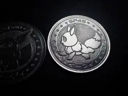 Pokemon Card Meiji Promo Battle Coin Silver Eevee x2 #6301 PLAY - Image 3