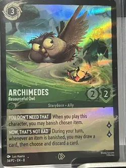 Archimedes 34/P2 Resourceful Owl Foil Promo Card Disney Lorcana - Image 1