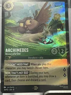 Archimedes 34/P2 Resourceful Owl Foil Promo Card Disney Lorcana - Image 2