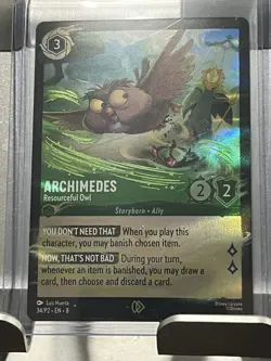 Archimedes 34/P2 Resourceful Owl Foil Promo Card Disney Lorcana - Image 3