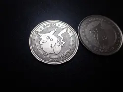 Pokemon Card Meiji Promo Battle Coin Silver Pikachu x2 #6222 PLAY - Image 2