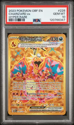 2023 POKEMON OBF EN-OBSIDIAN FLAMES HYPER RARE #228 CHARIZARD EX PSA 10 - Image 1