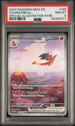 2023 POKEMON MEW EN-151 SPECIAL ILLUSTRATION RARE #199 CHARIZARD EX PSA 8 - Image 1