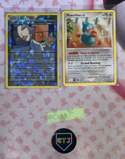 Pokemon Rising Rivals Lot CHARON RT6 Holo & MUNCHLAX #70 Platinum Era Vintage LP - Image 1