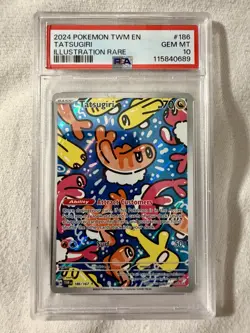 PSA 10 💎 GEM MINT Tatsugiri IR 186/167 Sv06: Twilight Masquerade Holo Pokemon - Image 1