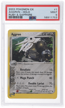 2003 Pokemon Ex Ruby and Sapphire Aggron Holo #1 PSA 9 - Image 1