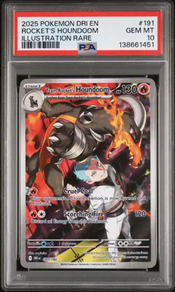 2025 POKEMON DRI EN-DESTINED RIVALS #191 TEAM ROCKET'S HOUNDOOM PSA 10 - Image 1