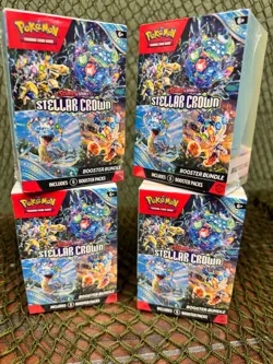 LOT x4 **SEALED** STELLAR CROWN Booster Bundle ~ Pokemon TCG ~ 24 Packs! - Image 2