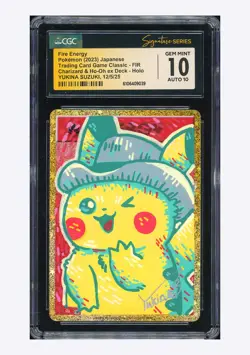 Pokemon CGC10 GEM AUTO10 Fire Energy Holo YUKINA SUZUKI 2023 #FIR CLL Japanese - Image 1