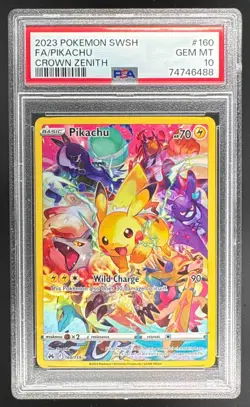 74746488 Pikachu 2023 Pokemon Sword & Shield Crown Zenith #160 PSA 10 - Image 1