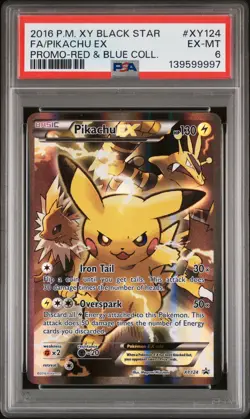 139599997 Pikachu EX 2016 Pokemon XY Red Blue Promo #XY124 PSA 6 - Image 1