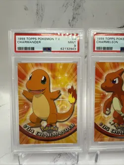 1999 Pokemon Topps Charmander Chameleon Charizard Graded PSA 9 10 Seq - Image 2