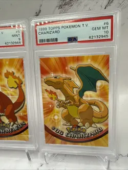 1999 Pokemon Topps Charmander Chameleon Charizard Graded PSA 9 10 Seq - Image 4