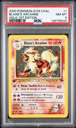 Blaine's Arcanine 2000 Pokemon Gym Challenge 1st Edition PSA 8 #1 - Image 1