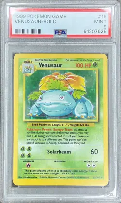 Pokemon Venusaur Base Set #15 Holo PSA 9 Mint - Image 1