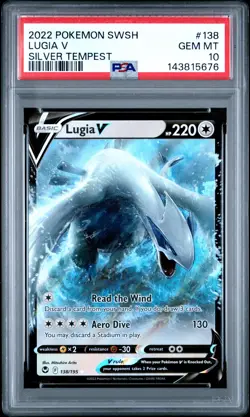 2022 POKEMON SWORD & SHIELD SILVER TEMPEST #138 LUGIA V PSA 10 - Image 1