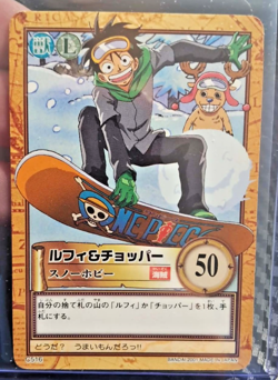 BANDAI One Piece Hyper Battle LUFFY SNOWBOARD SCARCE C516 EARLY CARD - Image 1