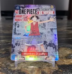 NCAA Bandai Namco One Piece CCG Monkey D. Luffy US Voyage Promo Full Art Holo B - Image 1