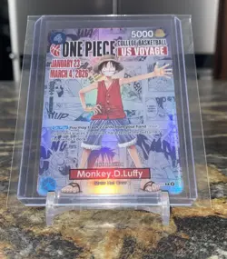 NCAA Bandai Namco One Piece CCG Monkey D. Luffy US Voyage Promo Full Art Holo B - Image 2