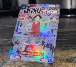 NCAA Bandai Namco One Piece CCG Monkey D. Luffy US Voyage Promo Full Art Holo B - Image 3