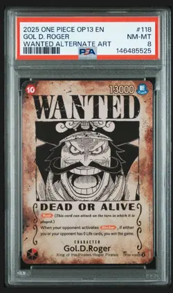 Gol.D.Roger OP09-118 Alternate Art Secret Rare Foil Carrying on His Will Psa-8 - Image 1