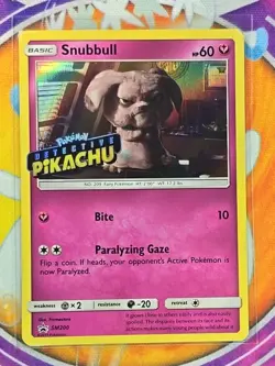 🔥POKEMON SNUBBULL SM200 PROMO HOLOFOIL DETECTIVE PIKACHU STAMPED CARD👍📈 - Image 3