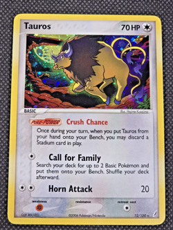 Tauros 12/100 Holo Rare EX Crystal Guardians Pokemon Card LP -- L19 - Image 1