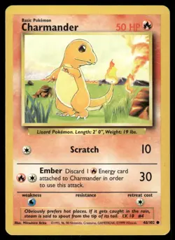 Charmander 46/102 Base Set Pokemon TCG trading card - Image 1