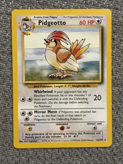 Pokemon TCG Pidgeotto Base Set, Unlimited Rare Card 22/102 NM / LP - Image 1